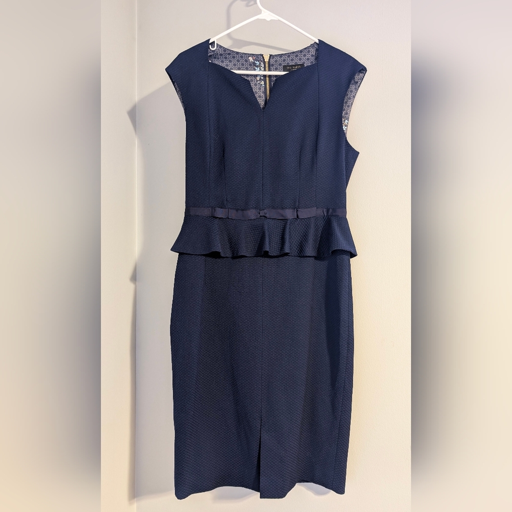 NWT Ted Baker Nadaed Structured Navy Work Dress, Size 3